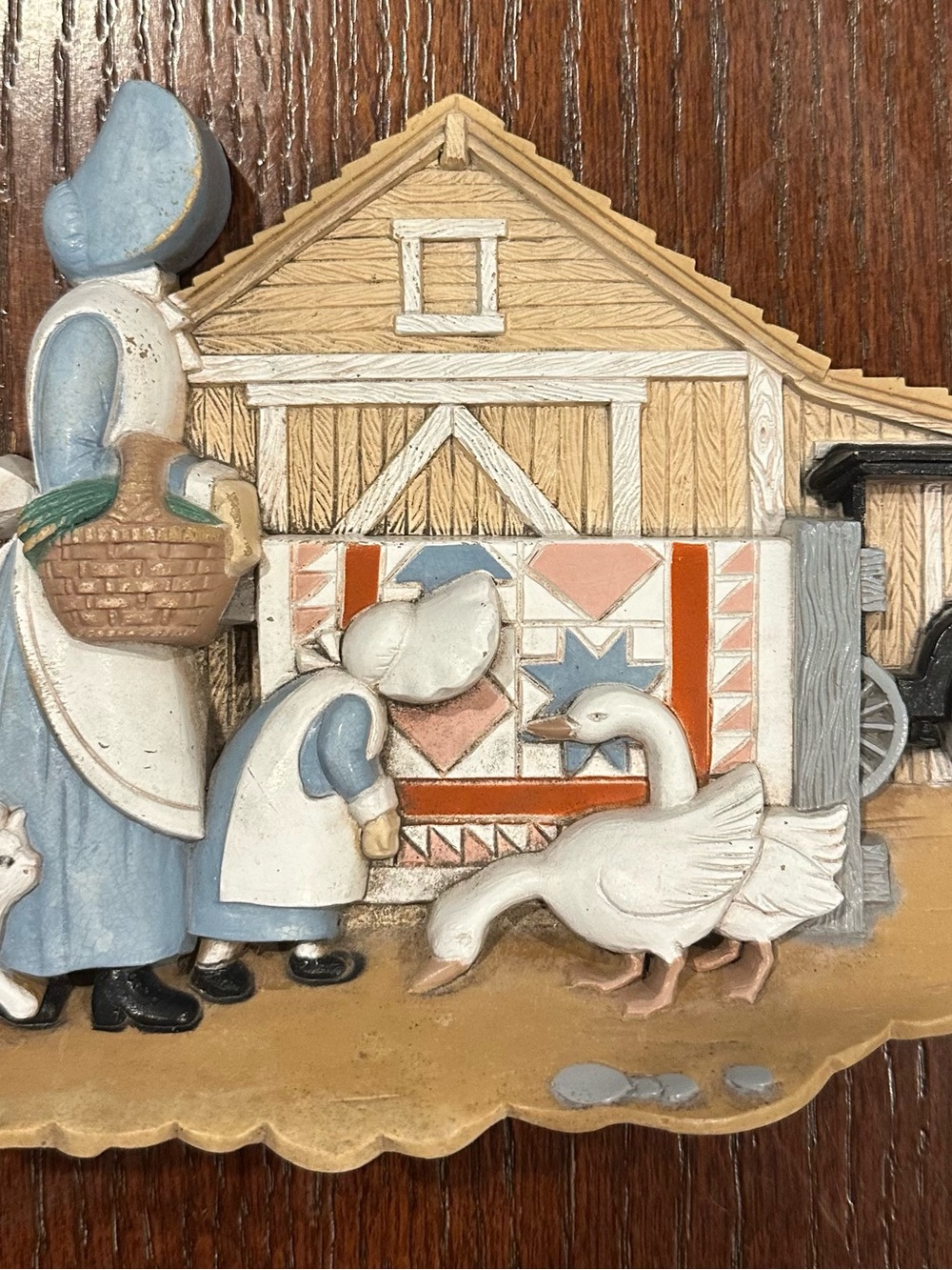 Vintage 1995 Burwood Plastic Wall Hanging Amish Farm House Cottagecore Decor